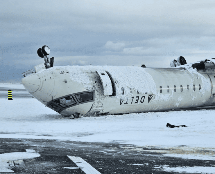 a plane that has been crashed in the snow