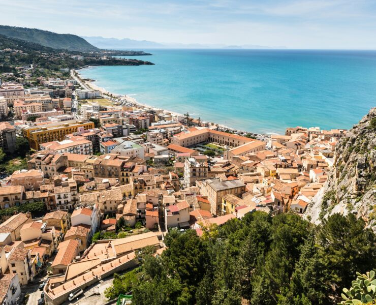 An overview of a coastal town in Sicily, Italy